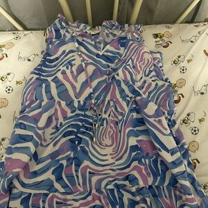 Entro Blue and Purple Patterned Dress